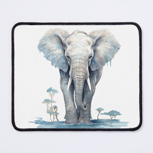 Item preview, Blue elephant with water landscape designed and sold by AI-Zauberwelt.
