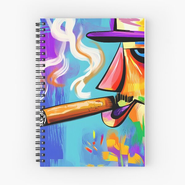 Item preview, Expressive Cigar Smoker in Vivid Abstract Art - Bold Colors and Dynamic Energy designed and sold by OlfactoART Studio.