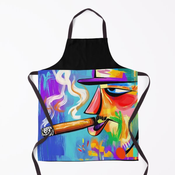 Item preview, Expressive Cigar Smoker in Vivid Abstract Art - Bold Colors and Dynamic Energy designed and sold by OlfactoART Studio.