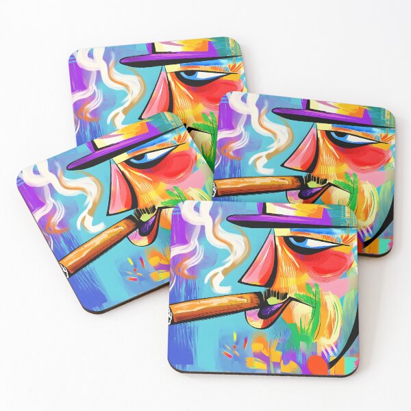 Item preview, Expressive Cigar Smoker in Vivid Abstract Art - Bold Colors and Dynamic Energy designed and sold by OlfactoART Studio.