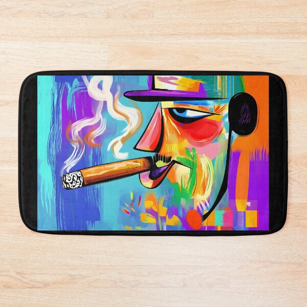 Item preview, Expressive Cigar Smoker in Vivid Abstract Art - Bold Colors and Dynamic Energy designed and sold by OlfactoART Studio.