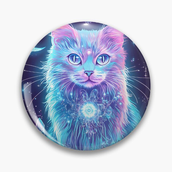 Artikelvorschau, Holografische Katze auf dunkelblauem Hintergrund entworfen und verkauft von natalidesign.