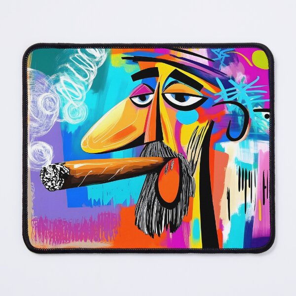 Item preview, Bold Abstract Cigar Smoker - Vivid Colors and Expressive Energy Abstract Digital AI Art designed and sold by OlfactoART Studio.