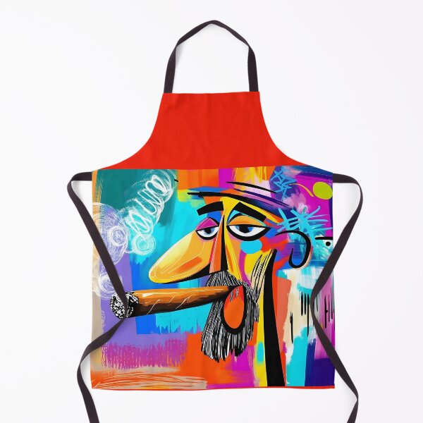 Item preview, Bold Abstract Cigar Smoker - Vivid Colors and Expressive Energy Abstract Digital AI Art designed and sold by OlfactoART Studio.
