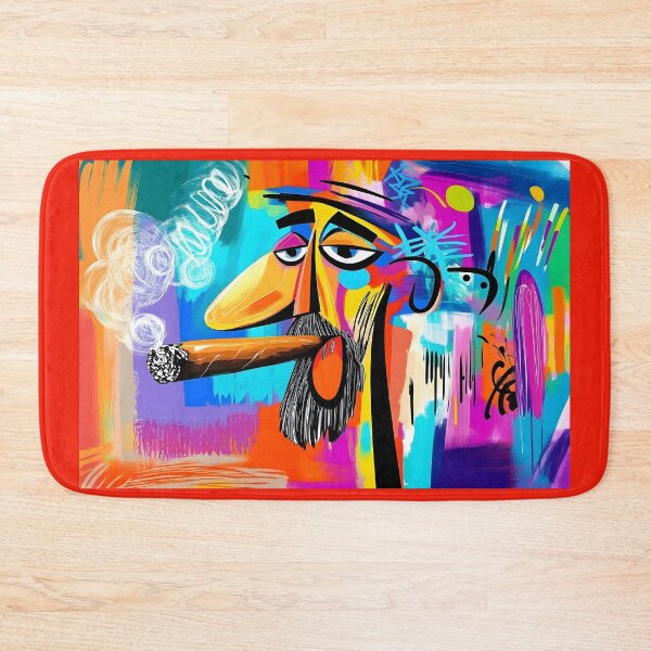 Item preview, Bold Abstract Cigar Smoker - Vivid Colors and Expressive Energy Abstract Digital AI Art designed and sold by OlfactoART Studio.