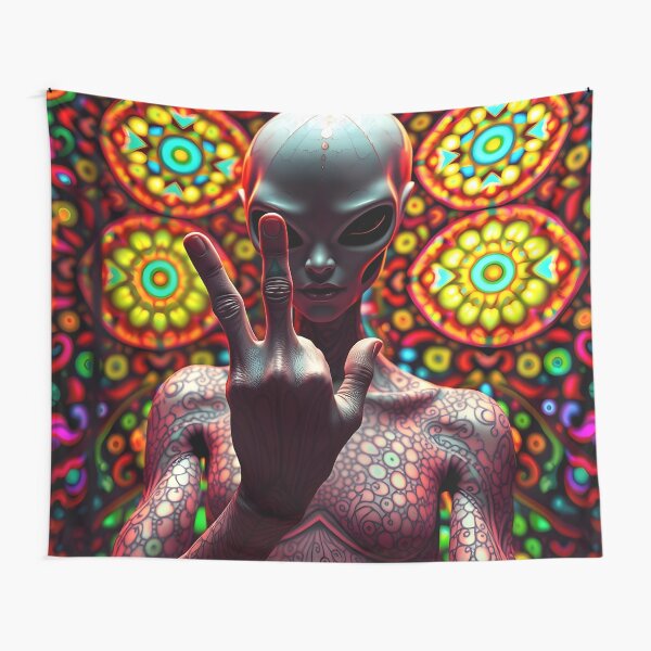 Item preview, A.I. Psychedelic Fractal Alien Neon Inner Glow Tattoos 0001 FunFractals ChromaDepth 3D designed and sold by FunFractals.