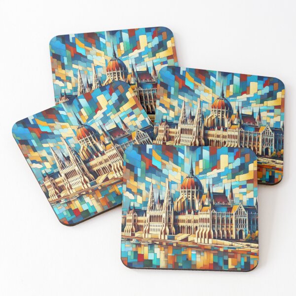 Item preview, Abstract Budapest Parliament and Danube, Cubist Style designed and sold by Gaborai.