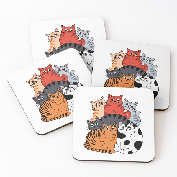 Item preview, Colorful Cartoon Cat Pile – Cute Group of Chubby Kitties Illustration designed and sold by Trend Pixel Co..