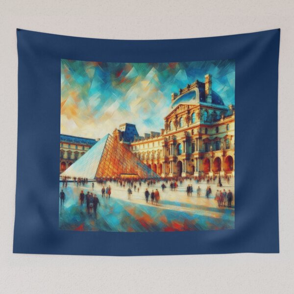 Item preview, Abstract Main Courtyard, Louvre Museum, Impressionist Style designed and sold by Gaborai.