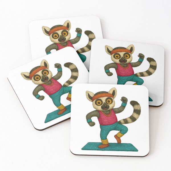 Item preview, 80s Aerobics Lemur – Energetic Embroidered Throwback designed and sold by #Adulting Central.