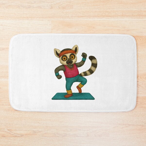 Item preview, 80s Aerobics Lemur – Energetic Embroidered Throwback designed and sold by #Adulting Central.