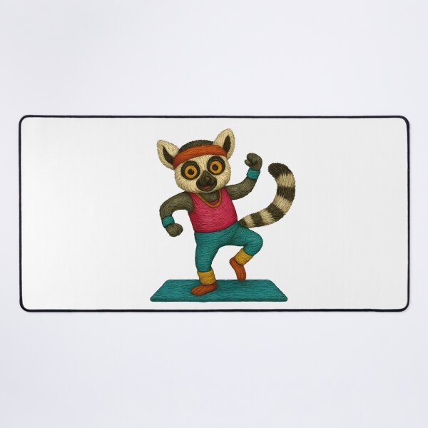 Item preview, 80s Aerobics Lemur – Energetic Embroidered Throwback designed and sold by #Adulting Central.