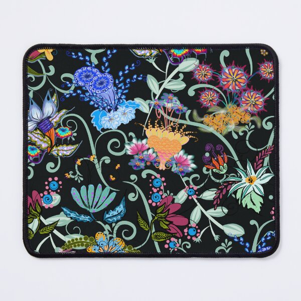 Item preview, Fairyland Flowers Boho Beauties Dark Teal Background designed and sold by CheriesArt.
