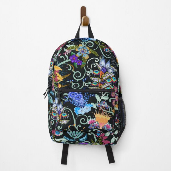Item preview, Fairyland Flowers Boho Beauties Dark Teal Background designed and sold by CheriesArt.