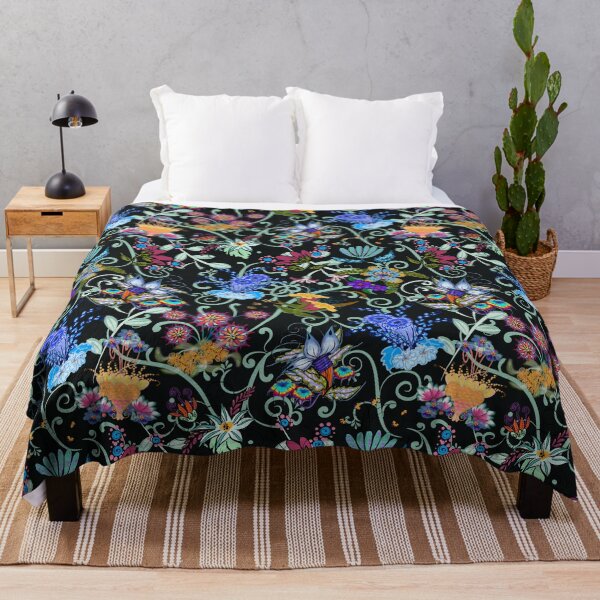 Item preview, Fairyland Flowers Boho Beauties Dark Teal Background designed and sold by CheriesArt.