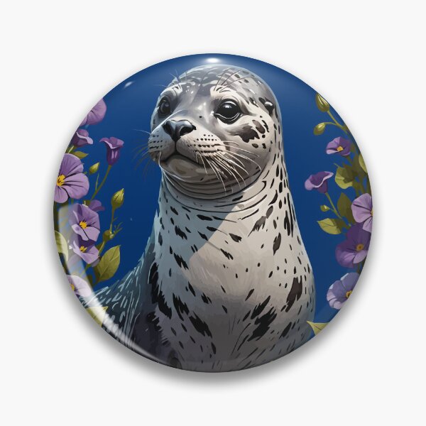 Item preview, Harbor Seal Coastal Mammal Surrounded By Viola Flowers designed and sold by taiche.
