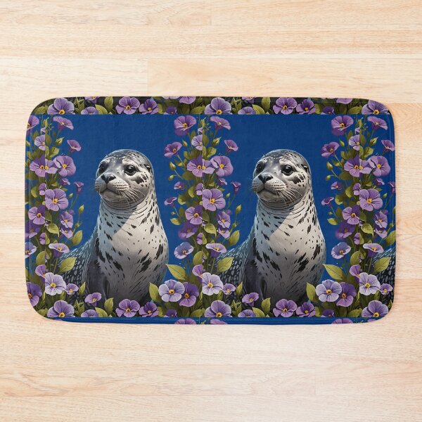 Item preview, Harbor Seal Coastal Mammal Surrounded By Viola Flowers designed and sold by taiche.