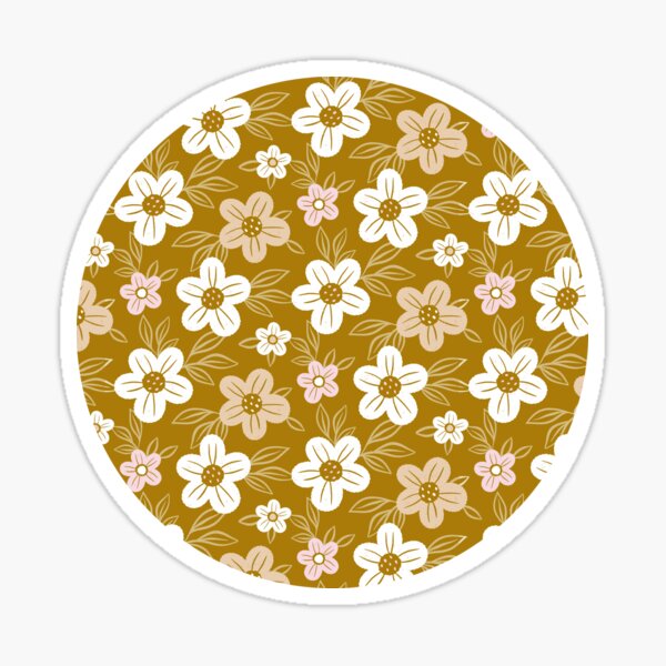 Ditsy Daisy floral pattern in mustard yellow and white Sticker