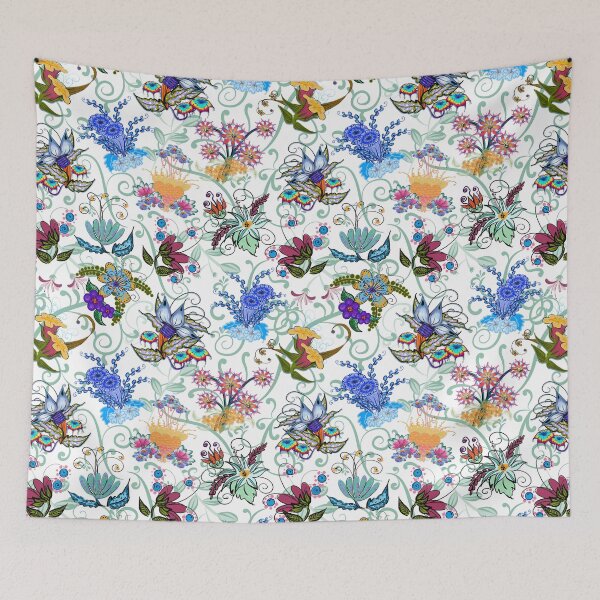 Item preview, Fairyland Flowers Boho Beauties White Background designed and sold by CheriesArt.