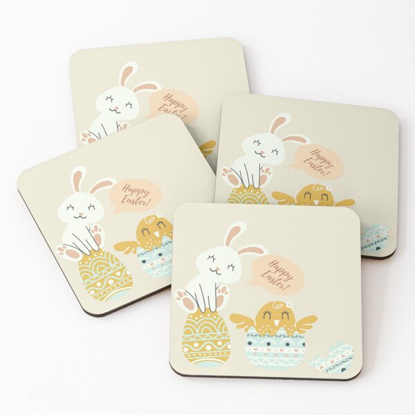 Item preview, Happy Easter: cute Easter bunny greets newborn chicken designed and sold by ElixirCraft.