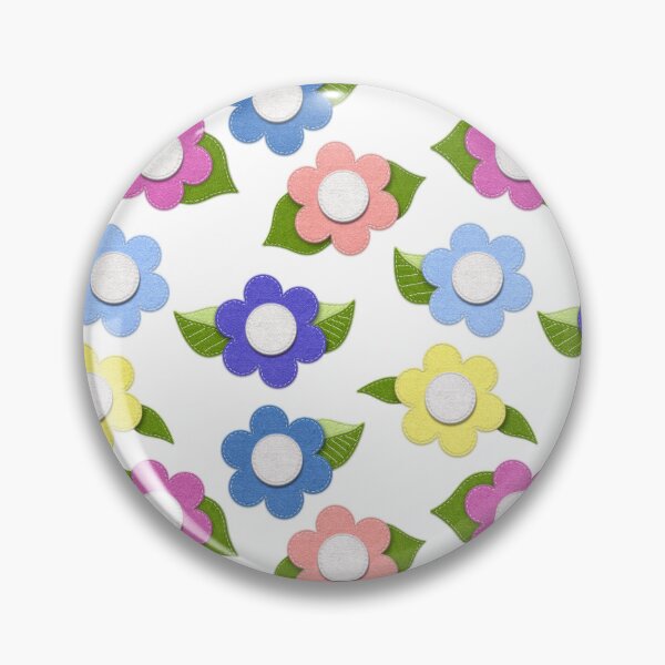Item preview, Big Cute Felt Style Flowers with Stitching on White designed and sold by CheriesArt.