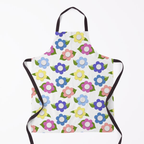Item preview, Big Cute Felt Style Flowers with Stitching on White designed and sold by CheriesArt.