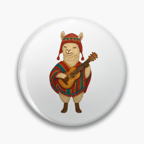 Item preview, Peruvian Llama Musician Embroidered Patch Illustration designed and sold by #Adulting Central.