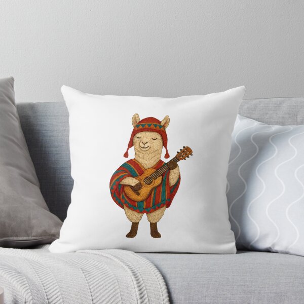 Item preview, Peruvian Llama Musician Embroidered Patch Illustration designed and sold by #Adulting Central.