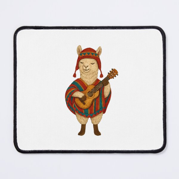 Item preview, Peruvian Llama Musician Embroidered Patch Illustration designed and sold by #Adulting Central.