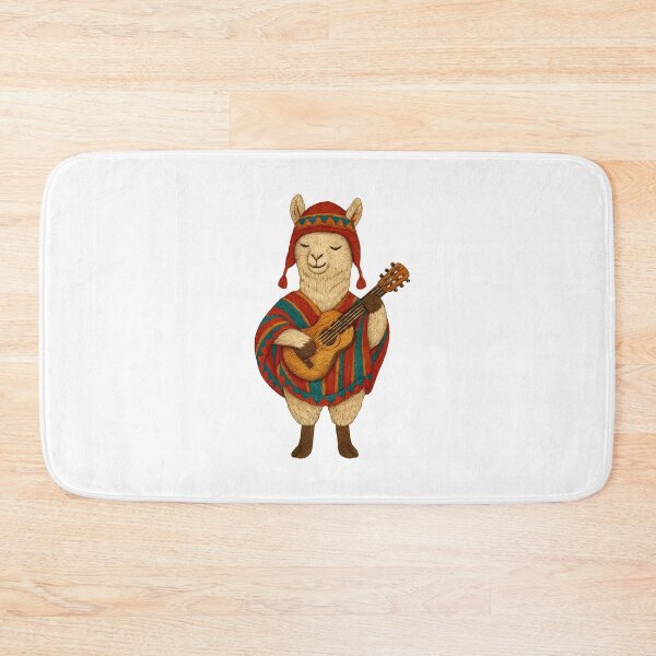 Item preview, Peruvian Llama Musician Embroidered Patch Illustration designed and sold by #Adulting Central.