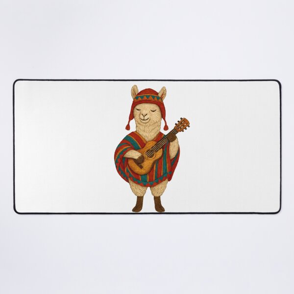 Item preview, Peruvian Llama Musician Embroidered Patch Illustration designed and sold by #Adulting Central.