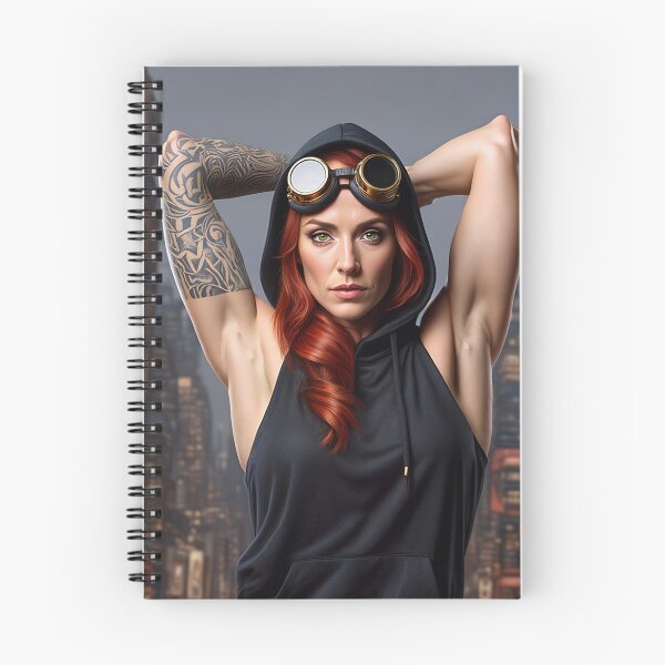 Item preview, Steampunk Girl with her hands behind her head wearing a hoodie on a detailed industrial background designed and sold by Vintage Designs +.