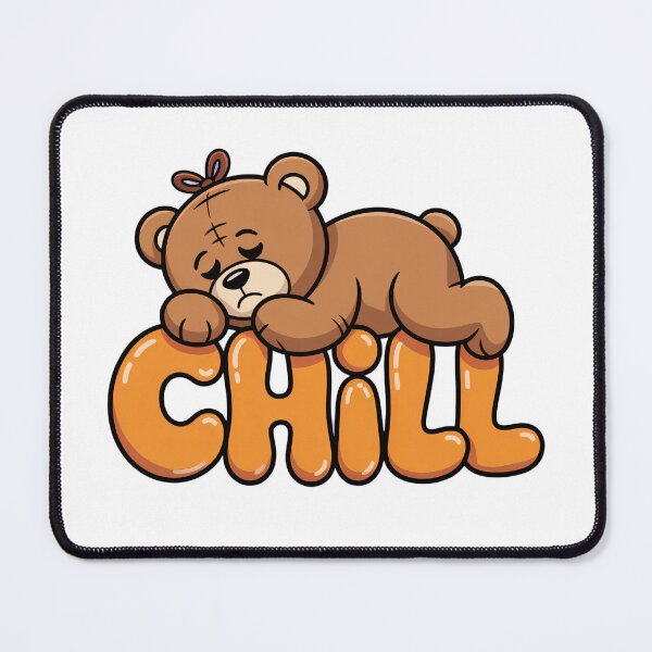 Item preview, Cute Sleeping Teddy Bear on "Chill" Text – Relaxed Vibes Cartoon Design designed and sold by Trend Pixel Co..