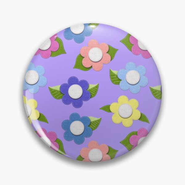 Item preview, Big Cute Felt Style Flowers with Stitching on Lavender Purple designed and sold by CheriesArt.