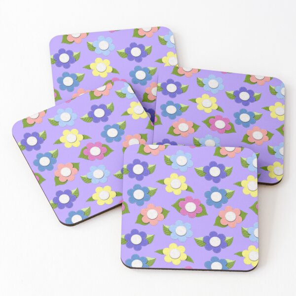 Item preview, Big Cute Felt Style Flowers with Stitching on Lavender Purple designed and sold by CheriesArt.