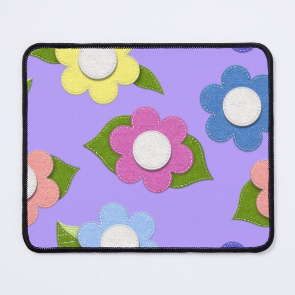 Item preview, Big Cute Felt Style Flowers with Stitching on Lavender Purple designed and sold by CheriesArt.