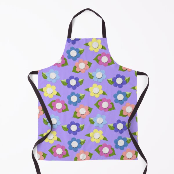 Item preview, Big Cute Felt Style Flowers with Stitching on Lavender Purple designed and sold by CheriesArt.