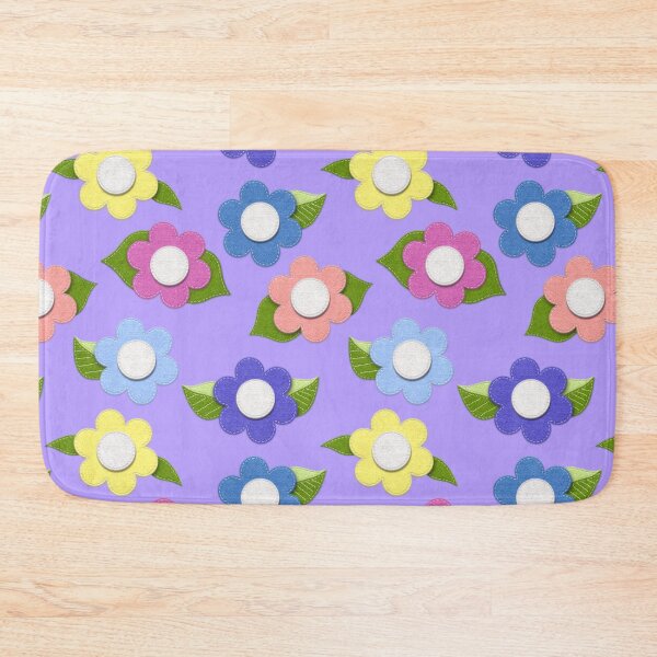Item preview, Big Cute Felt Style Flowers with Stitching on Lavender Purple designed and sold by CheriesArt.