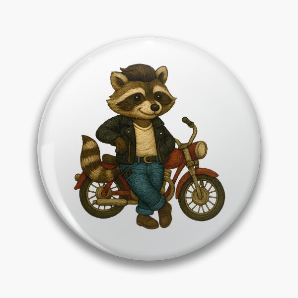Item preview, Greaser Raccoon with Motorcycle Embroidered Patch Style designed and sold by #Adulting Central.