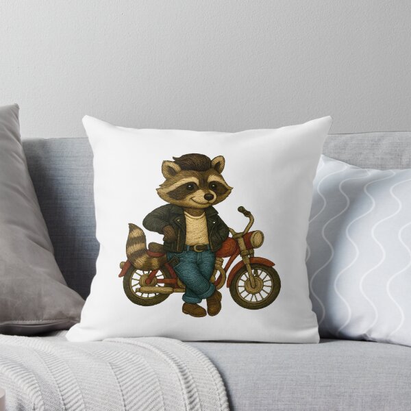 Item preview, Greaser Raccoon with Motorcycle Embroidered Patch Style designed and sold by #Adulting Central.