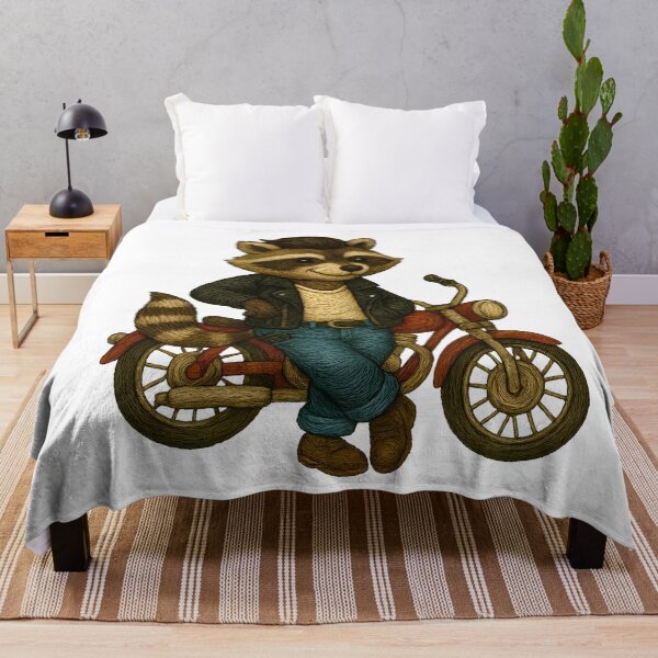 Item preview, Greaser Raccoon with Motorcycle Embroidered Patch Style designed and sold by #Adulting Central.
