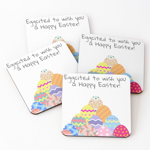 Item preview, Eggcited to wish you a Happy Easter: colored eggs designed and sold by ElixirCraft.