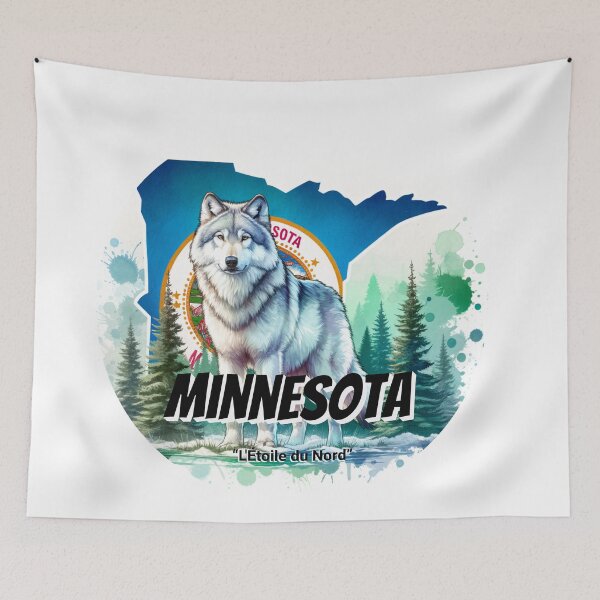 Item preview, Minnesota — Spirit of the Timber Wolf | State Animal Watercolor Art designed and sold by MTeesGA.