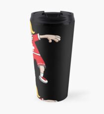 Switzerland Football Dabbing Soccer Girl With Soccer Ball And National Flag Jersey Futbol Fan Design Travel Mug