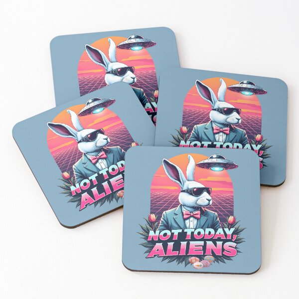 Item preview, "Not Today Aliens!": Funny Happy Easter Bunny/UFO Encounter designed and sold by RetroTraveller.