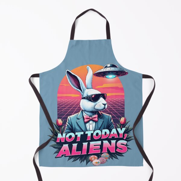 Item preview, "Not Today Aliens!": Funny Happy Easter Bunny/UFO Encounter designed and sold by RetroTraveller.