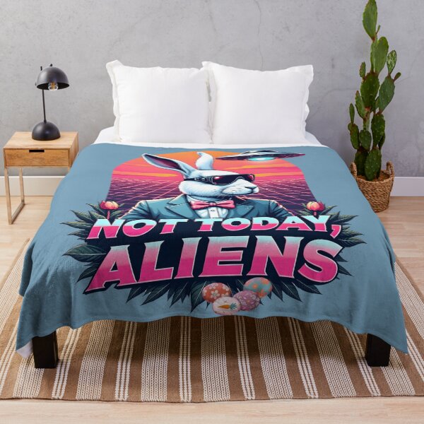 Item preview, "Not Today Aliens!": Funny Happy Easter Bunny/UFO Encounter designed and sold by RetroTraveller.