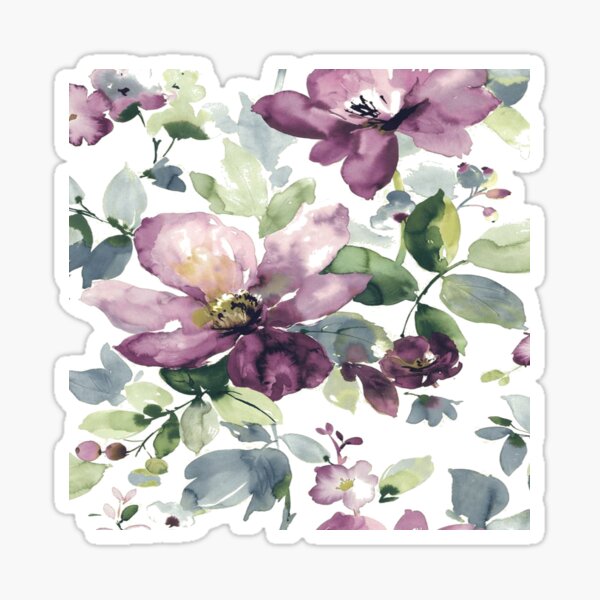 Purple Watercolor Flower Vine Sticker