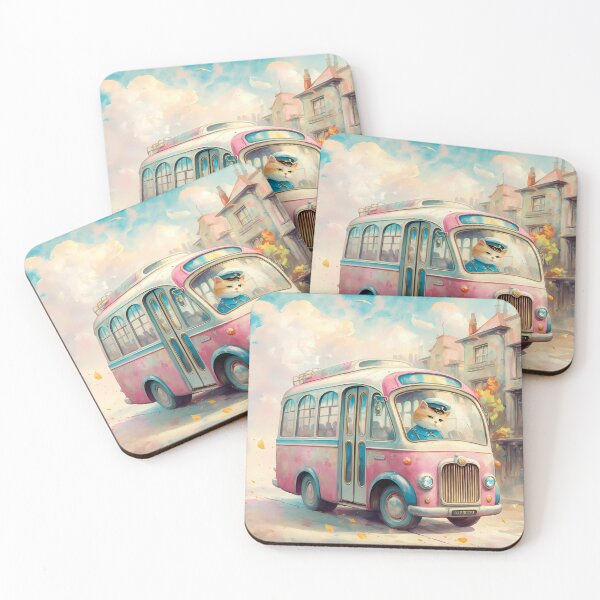 Item preview, Vintage Cat Bus Driver – Whimsical Watercolor Illustration designed and sold by KateVil.