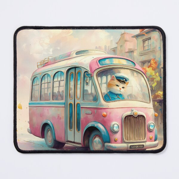 Item preview, Vintage Cat Bus Driver – Whimsical Watercolor Illustration designed and sold by KateVil.